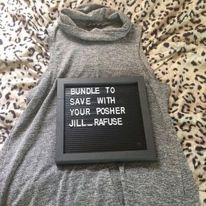 Grey turtle neck sleeveless dress